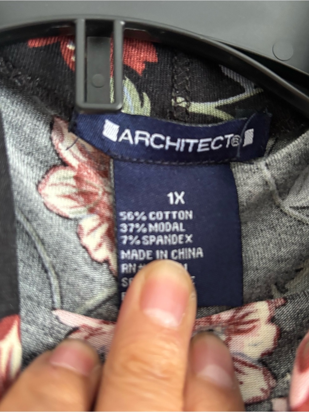 Architect Black Long-Sleeve Collared Top with Red & Pink Floral Print - Picture 5 of 6